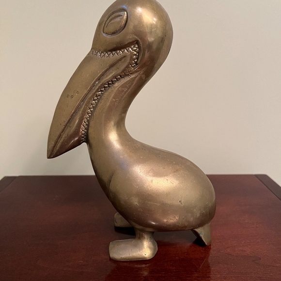 Vintage Large Brass Pelican Bird Figurine statue - Picture 7 of 8